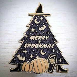 Merry Spookmas Christmas Witch Halloween Pin